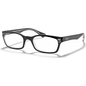 Ray-Ban RX5150 Unisex Rectangle Eyeglasses - Black On Transparent