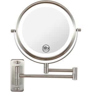 Simplie Fun 8-Inch Wall Mounted Makeup Vanity Mirror, 3S Led Lights, 1X/10X Magnification Mirror - Silver