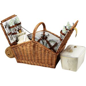 Picnic at Ascot Huntsman English-Style Willow Picnic Basket for 4 with Blanket - Jade