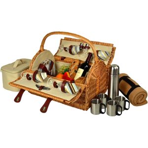 Picnic at Ascot Yorkshire Willow Picnic Basket for 4 with Coffee Set and Blanket - Turquoise