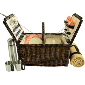 Picnic at Ascot Surrey Willow Picnic Basket for 2 with Blanket and Coffee Set - Orange