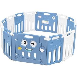 Slickblue 14-Panel Foldable Baby Playpen Kids Activity Centre - Blue