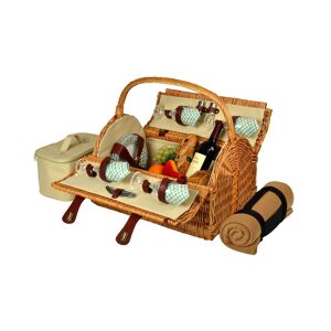 Picnic at Ascot Yorkshire Willow Picnic Basket with Service for 4 with Blanket - Jade