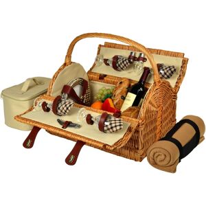 Picnic at Ascot Yorkshire Willow Picnic Basket with Service for 4 with Blanket - Tan