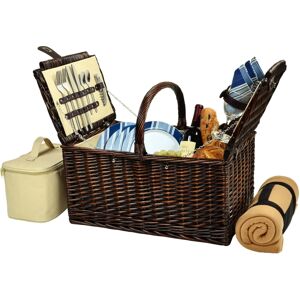 Picnic at Ascot Buckingham Willow Picnic Basket with Blanket - Service for 4 - Azure