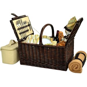 Picnic at Ascot Buckingham Willow Picnic Basket with Blanket - Service for 4 - Olive