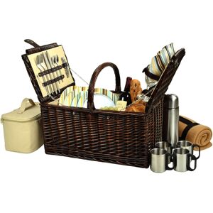 Picnic at Ascot Buckingham Willow Picnic, Coffee Basket for 4 with Blanket - Turquoise