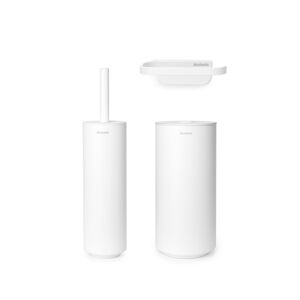 Brabantia Mindset Toilet Set- Toilet Brush, Toilet Roll Holder, Toilet Roll Dispenser - Mineral Fresh White