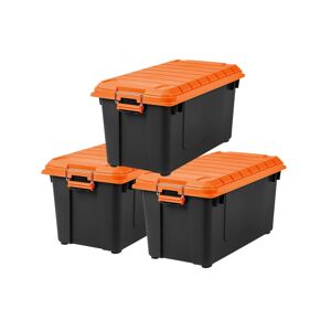 Iris Usa 21 Gallon Heavy-Duty Plastic Storage Bins, Store-It-All Container Totes with Durable Lid and Secure Latching Buckles, Black/Orange, 3 Pack - Orange