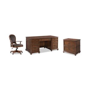 Furniture Clinton Hill Cherry Home Office, 3-Pc. Set (Executive Desk, Lateral File Cabinet & Leather Desk Chair) - Cherry