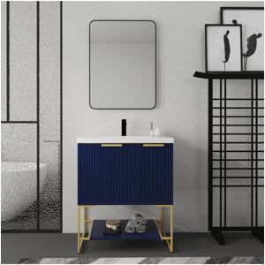 Simplie Fun 30 Inch Freestanding Bathroom Vanity With Resin Basin, 30x18 - Navy