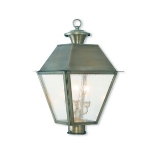 Livex Mansfield 3-Light Outdoor Post Lantern - Vintage Pewter