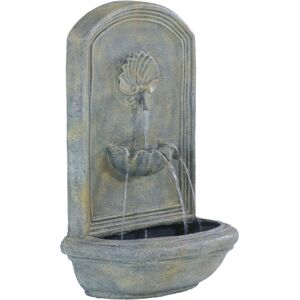 Sunnydaze Decor Seaside Outdoor Solar Wall Fountain with Battery - Limestone - Light grey