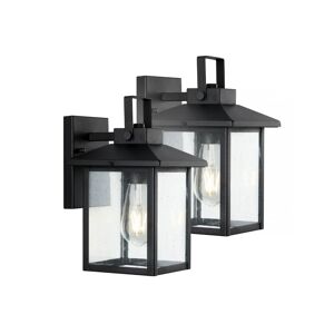 Jonathan Y Bungalow 1-Light Rustic Traditional Lantern Led Outdoor Lantern, Set of 2 - Black