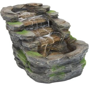 Sunnydaze Decor Shale Falls Outdoor Water Fountain with Led Lights - 13.75 in - Grey