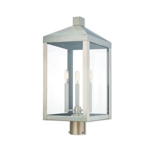 Livex Nyack 3-Light Outdoor Post Top Lantern - Brushed Nickel