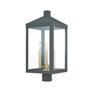Livex Nyack 3-Light Outdoor Post Top Lantern - Bronze