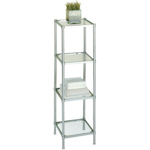 Neu Home Free Standing 4 Tier Glass Shelf Tower - Silver