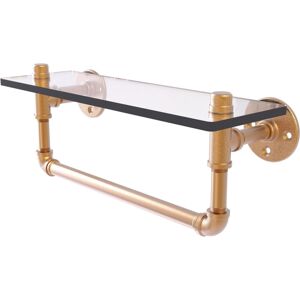 Allied Pipeline Collection 16 Inch Glass Shelf with Towel Bar - Brushed bronze