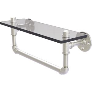 Allied Pipeline Collection 16 Inch Glass Shelf with Towel Bar - Satin nickel