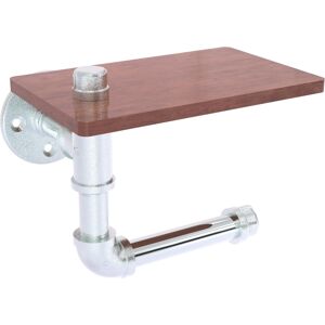 Allied Pipeline Collection Toilet Paper Holder with Wood Shelf - Polished chrome