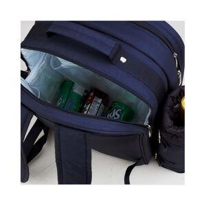 Picnic at Ascot Deluxe 4 Person Picnic Backpack Cooler, Wine Pouch and Blanket - Navy