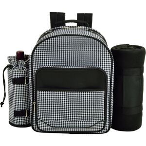 Picnic at Ascot Deluxe 4 Person Picnic Backpack Cooler, Wine Pouch and Blanket - White