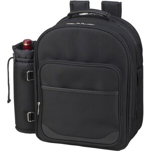 Picnic at Ascot Deluxe 4 Person Picnic Backpack Cooler with Insulated Wine Pouch - Black