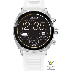 Citizen Unisex Cz Smart Wear Os White Silicone Strap Smart Watch 41mm - Silver-tone