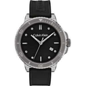 Calvin Klein Men's Black Silicone Strap Watch 44mm - Black