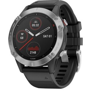 Garmin Multisport Gps Unisex Smart watch Silver with Silicone Black Band - Black