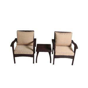 Noble House Bradley 3 Piece Outdoor Chat Set with Cushions - Brown