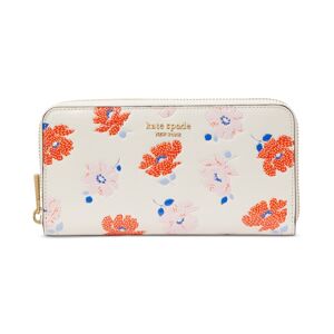Kate Spade New York Morgan Dotty Floral Embossed Saffiano Leather Zip Around Continental Wallet - White Multi