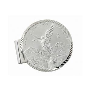 Men's American Coin Treasures Sterling Silver Diamond Cut Coin Money Clip with Mexican Libertad 1 Oz Silver Coin - Silver