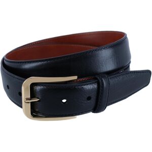 Trafalgar Men's 35MM Pebble Grain Leather Belt with Gold Buckle - Black