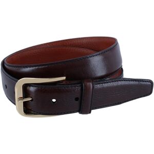 Trafalgar Men's 35MM Pebble Grain Leather Belt with Gold Buckle - Brown