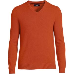 Lands' End Men's Fine Gauge Cashmere V-neck Sweater - Dark cedar