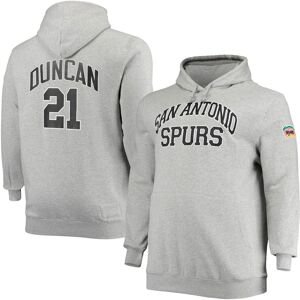 Mitchell & Ness Men's Mitchell & Ness Tim Duncan Heather Gray San Antonio Spurs Big and Tall Name and Number Pullover Hoodie - Heathered Gray