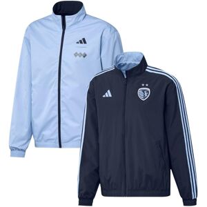 Men's adidas Navy, Light Blue Sporting Kansas City 2023 On-Field Anthem Full-Zip Reversible Team Jacket - Navy, Light Blue