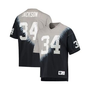 Mitchell & Ness Men's Mitchell & Ness Bo Jackson Black, Silver Las Vegas Raiders Retired Player Name and Number Diagonal Tie-Dye V-Neck T-shirt - Black, Silver