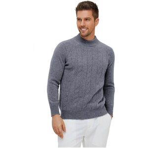 Bellemere New York Bellemere Men's Rich Cable-Knit Merino Sweater - Grey