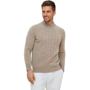 Bellemere New York Bellemere Men's Rich Cable-Knit Merino Sweater - Camel