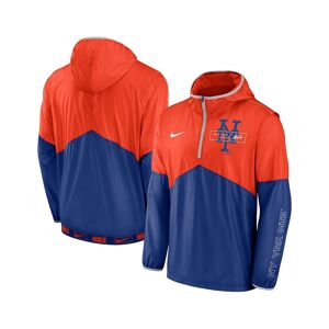 Men's Nike Orange and Royal New York Mets Overview Half-Zip Hoodie Jacket - Orange, Royal