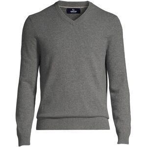 Lands' End Men's Fine Gauge Cashmere V-neck Sweater - Charcoal heather