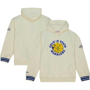 Mitchell & Ness Men's Mitchell & Ness Cream Distressed Golden State Warriors Chainstitch Felt Pullover Hoodie - Cream