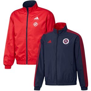 Men's adidas Navy and Red New England Revolution 2023 On-Field Anthem Full-Zip Reversible Team Jacket - Navy, Red