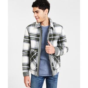 Native Youth Men's Padded Zip-Front Check Coach Jacket - Green