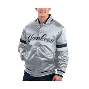 Starter Men's Starter Gray Distressed New York Yankees Home Game Satin Full-Snap Varsity Jacket - Gray