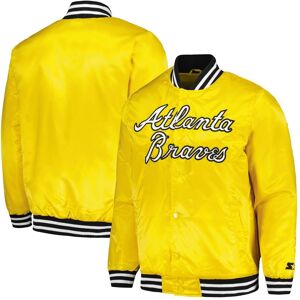 Starter Men's Starter Gold Atlanta Braves Cross Bronx Fashion Satin Full-Snap Varsity Jacket - Gold