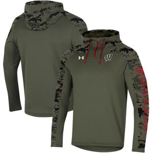 Under Armour Men's Olive Wisconsin Badgers Freedom Quarter-Zip Pullover Hoodie - Olive